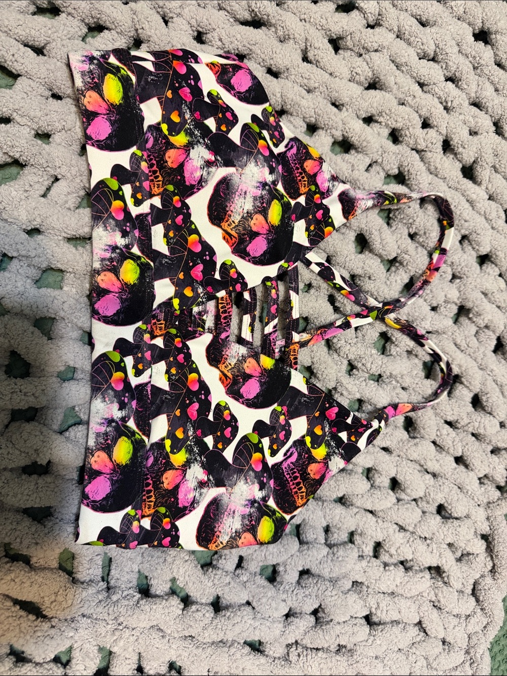 Neon Skull Pattern Peachy sports bra - Picture 1 of 4